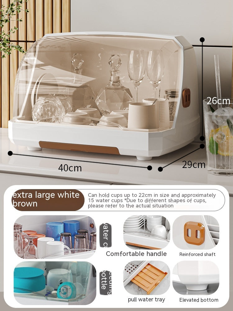 Dustproof Covered Dish & Cup Storage Rack | Kitchen Organiser with Flip Lid – Large & XL