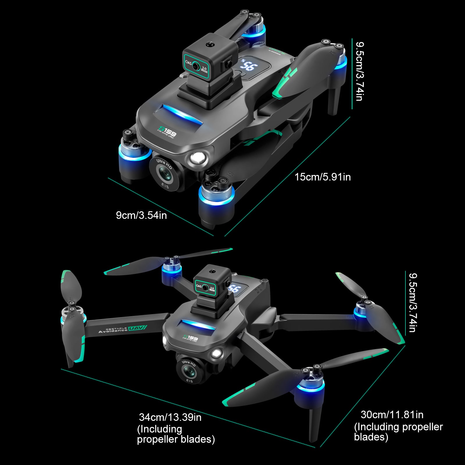 طائرة درون S159 بنظام تحديد المواقع GPS مع كاميرا 8K – تصوير جوي 5G بتقنية WiFi FPV، وجهاز تحكم مع شاشة
