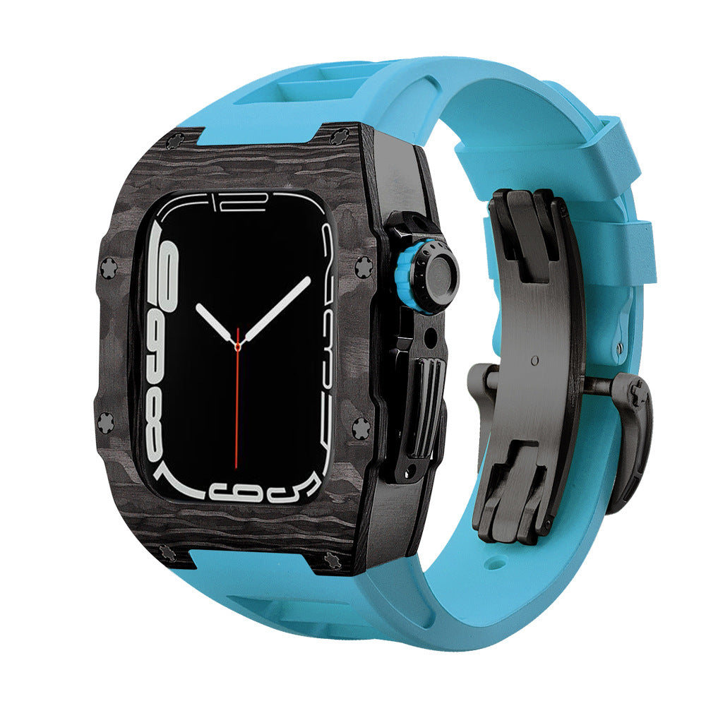 Carbon Fibre Apple Watch Strap | Fluoroelastomer Band with Stainless Steel Clasp | HOORIVA