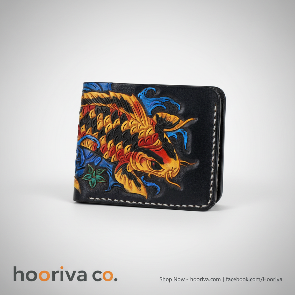 Hand-Carved Koi Carp Leather Wallet – HBBT