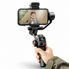 Hand-held triaxial stabilizer on white background