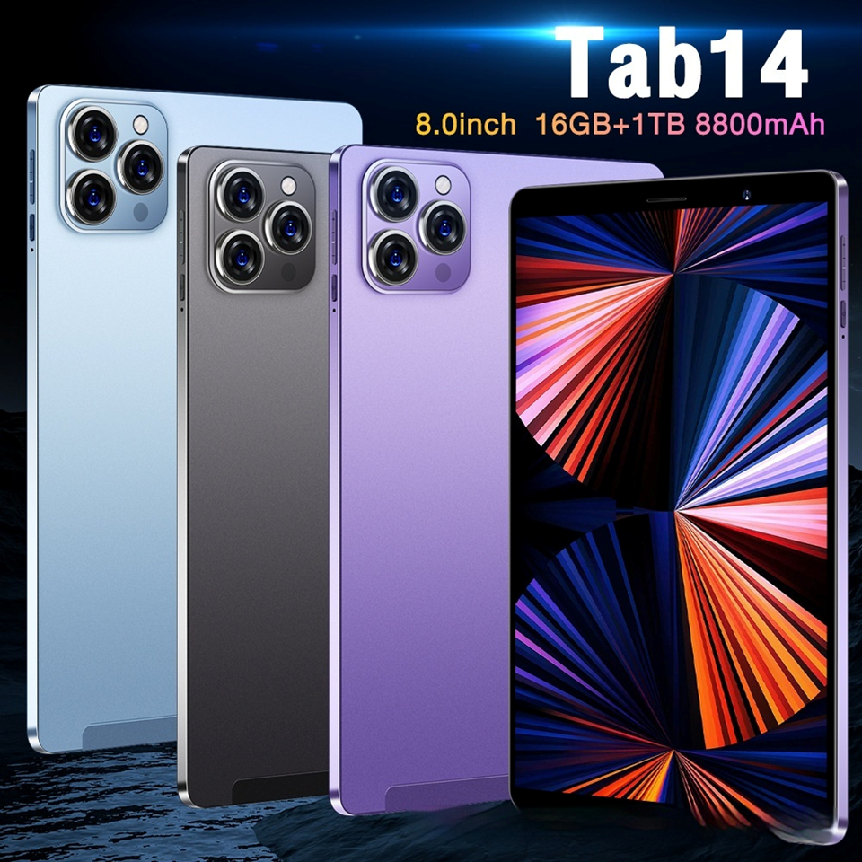 Tab14 8 Inch Android Tablet | 16GB+1TB | 8800mAh | 48MP+108MP Cameras | Dual 5G SIM