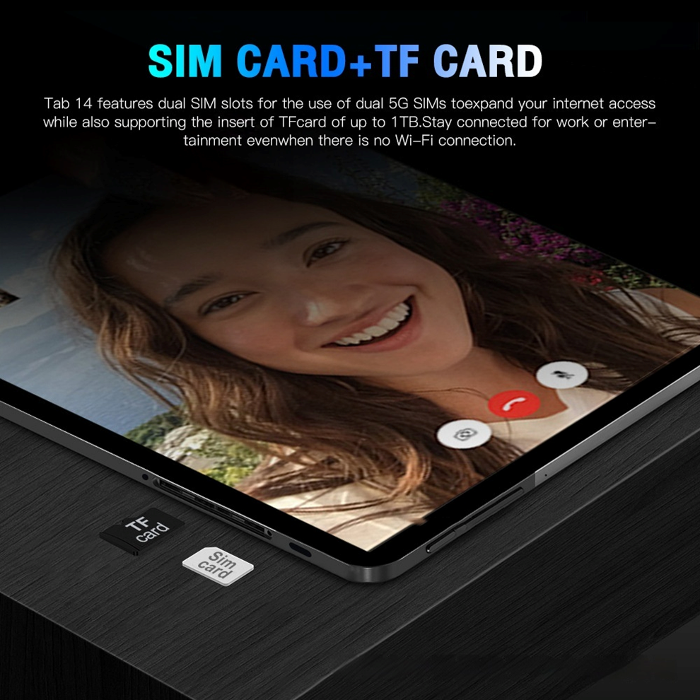 Tab14 8 Inch Android Tablet | 16GB+1TB | 8800mAh | 48MP+108MP Cameras | Dual 5G SIM