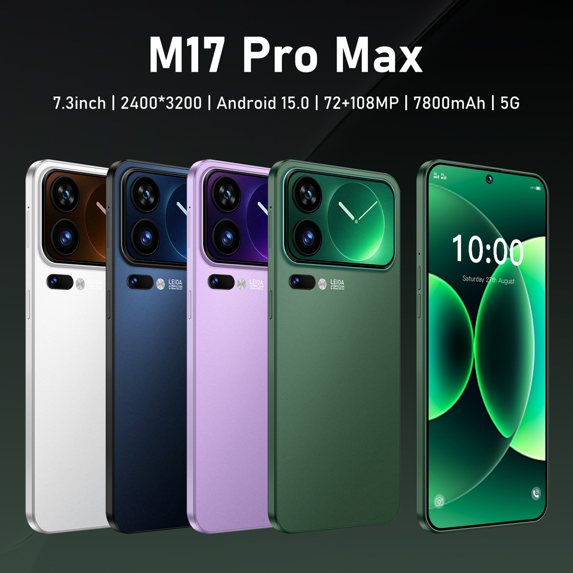 M17 Pro Max 5G Smartphone | 7.3" Perforated Screen, Snapdragon 8 Gen4, 108MP Camera