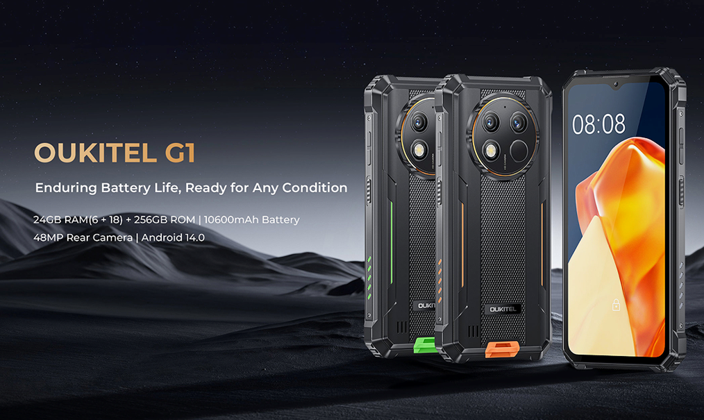 OUKITEL G1 Rugged Smartphone | Android 14 | 48MP | 10600mAh | IP68