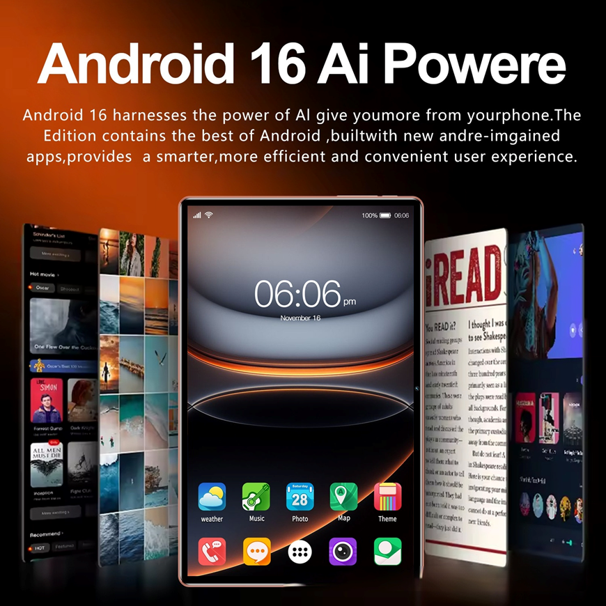 11.6 Inch Android 16 Tablet | 16GB RAM 1024GB | 2.5K Display | Wi-Fi 6 | 5G SIM | 24MP Camera