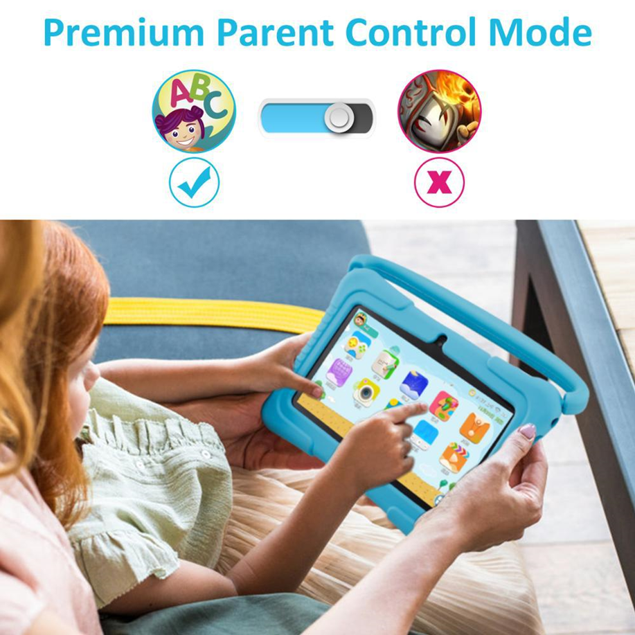 7" Kids Tablet | Android 10 | Quad-Core | IPS WiFi | Parent Control | Kid-Proof Case | Blue Pink | Hooriva
