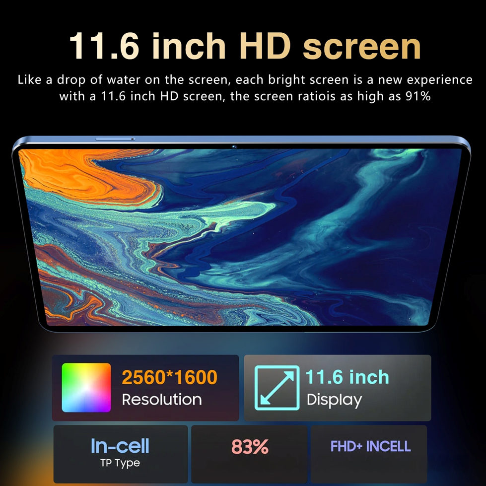 E60 Pro 11.6-Inch Android 13 Tablet | Snapdragon 865 10-Core | 16GB+512GB | 24MP+32MP | 12000mAh | GPS