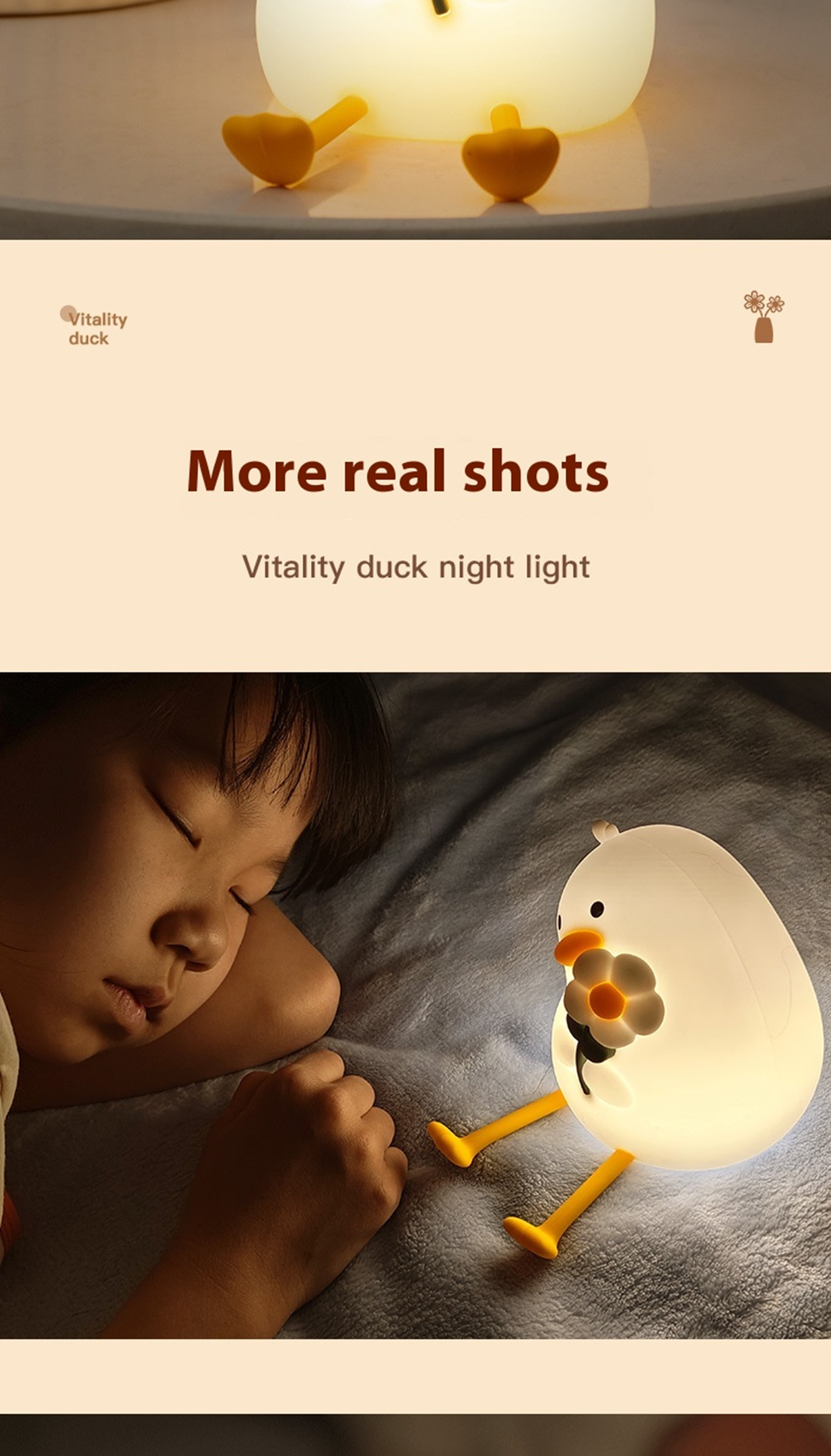 Vitality Duck Night Light PP-D03 | 1200mAh | Healing Soft Light | Phone Stand | USB Rechargeable