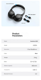 Soundcore Q20i Over-Ear Headphones | Active Noise Cancellation | Hi-Res Audio | Bluetooth 5.0