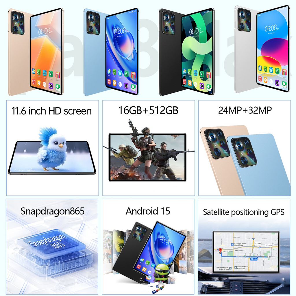 Pad8 Max 11.6-Inch Android 15 Tablet Google Edition | Snapdragon 865 | 16GB+512GB | 32MP+24MP | 12000mAh