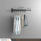HOORIVA black 91cm retractable drying rack on balcony with 9 hooks