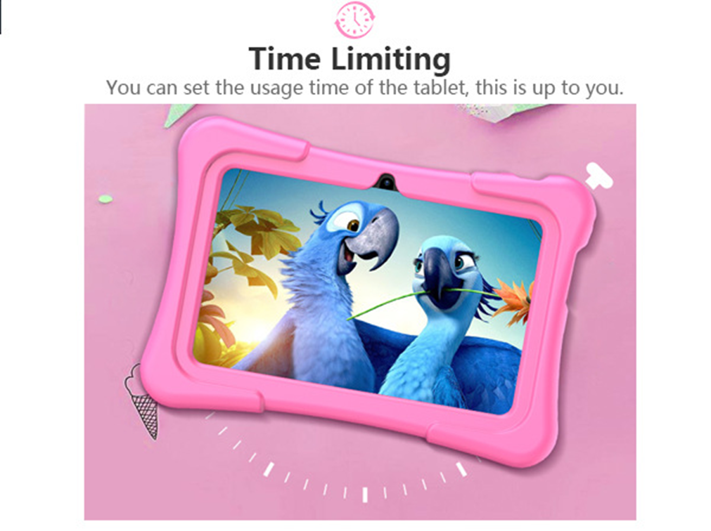 PRITOM 7-Inch Kids Tablet | Iwawa Software | Parental Controls | Educational Games | Blue & Pink