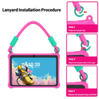 Kids Tablet 7 Inch | Android | Shockproof Silicone Case | Lanyard | Dark Pink & Blue