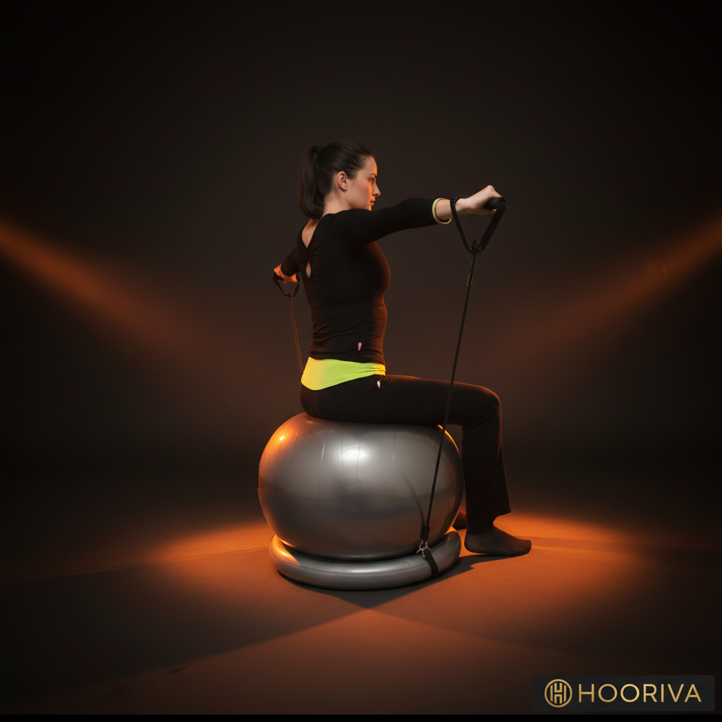 Yoga Ball with Fixed Base and Resistance Handles Anti-Burst Exercise Ball