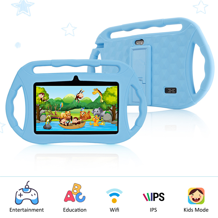 7" Kids Tablet | Android 10 | Quad-Core | IPS WiFi | Parent Control | Kid-Proof Case | Blue Pink | Hooriva