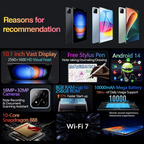Snapdragon 888 | 8GB+256GB | 32MP | 10000mAh | Wi-Fi 7 | Free Stylus  | 10.1-Inch Android 14 Tablet PC |