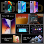 E60 Pro 11.6-Inch Android 13 Tablet | Snapdragon 865 10-Core | 16GB+512GB | 24MP+32MP | 12000mAh | GPS