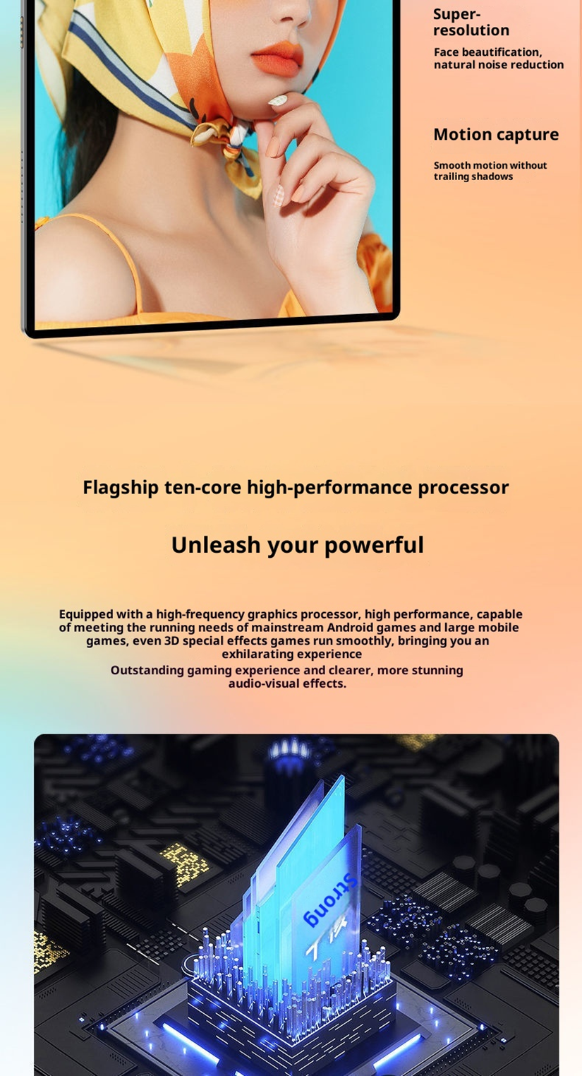 10.1-Inch 5G Tablet | 20000mAh | 48MP Triple Camera | 16GB+512GB | 10-Core | HIFI | Dual SIM