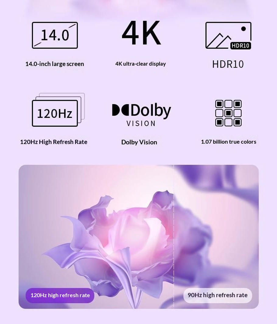 14-Inch Noble Purple Flagship Tablet | 4K 120Hz HDR10 | Dolby Vision | 32MP | Card-Insertable | Stylus | 2024