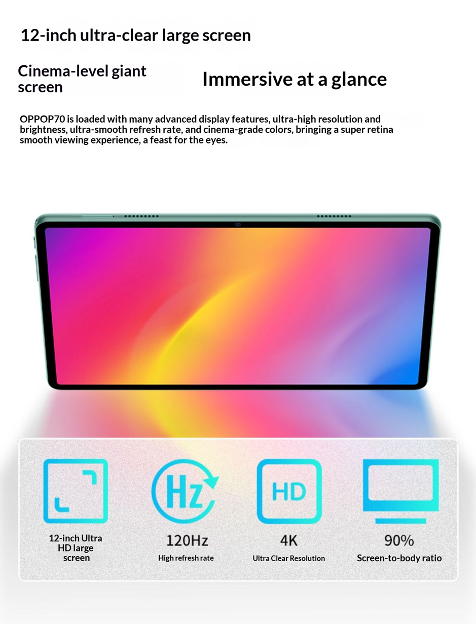 OPPOP70 12-Inch 5G Tablet | 25000mAh | 16GB+512GB | MTK X35 | 4K 120Hz | Dual SIM