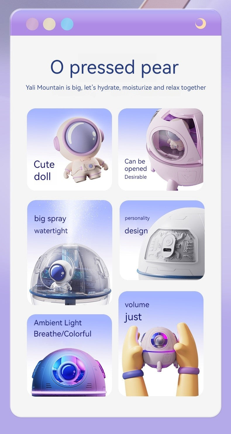 Space Capsule Humidifier MJ046 | Type-C | Ultrasound | Colorful Breathing Night Lamp | 220ml