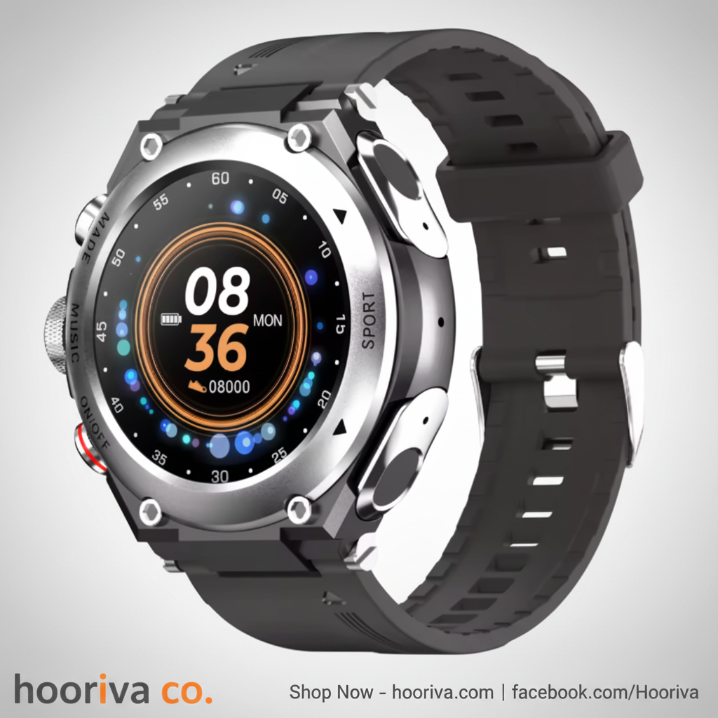 Smartwatch Silver Bezel Black Strap – HBBT