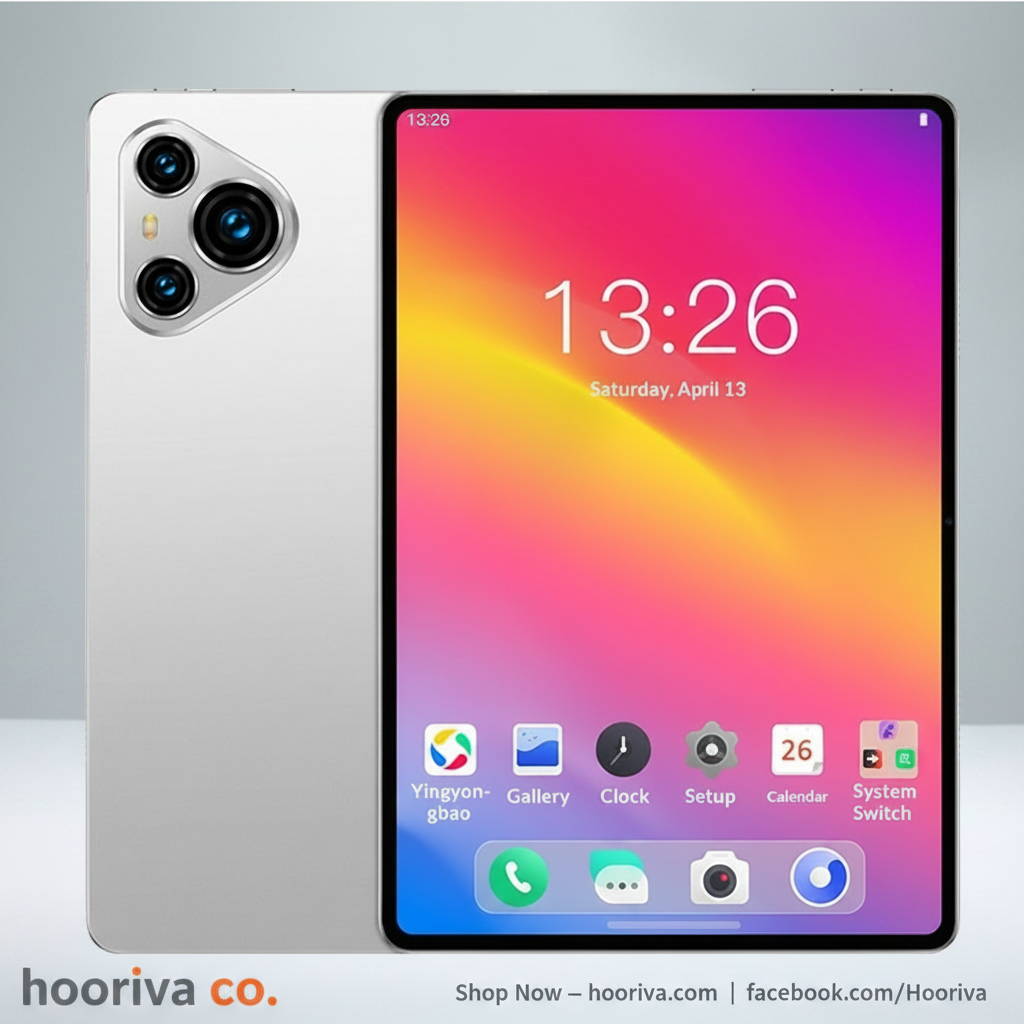 Tablet on Grey Hooriva Background