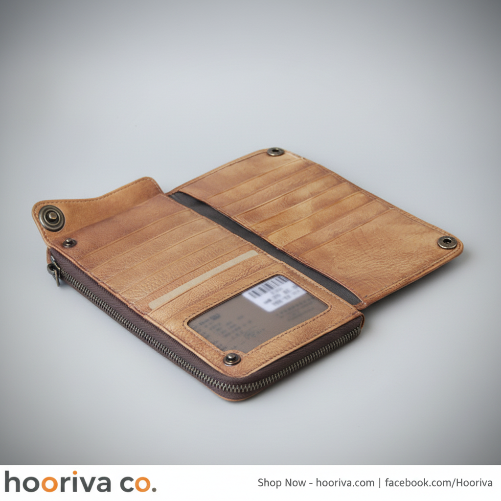 Vintage Leather Long Wallet – Open HBBT